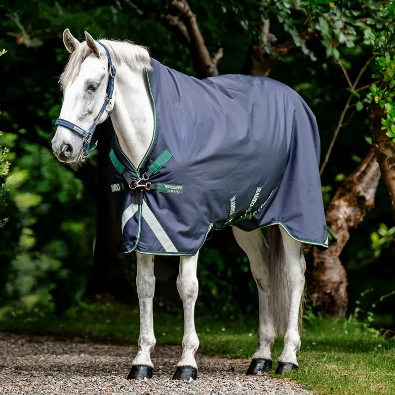 Rambo Wug 0g High Neck Turnout Rug - Navy/Hunter Green-1