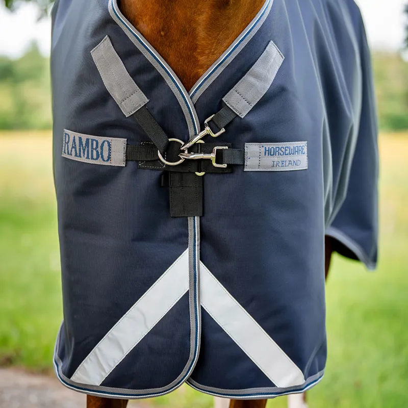 Rambo 1680D Plus 450g Vari-Layer Detachable Neck Turnout Rug - Navy-3