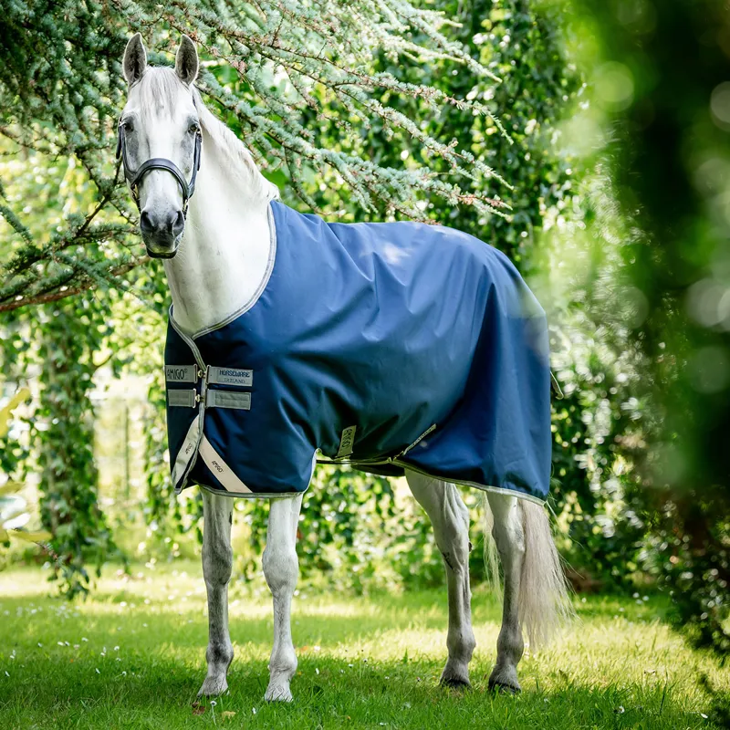 Amigo Bravo 12 Original 0g Turnout Rug - Navy/Titanium Grey/Silver-2