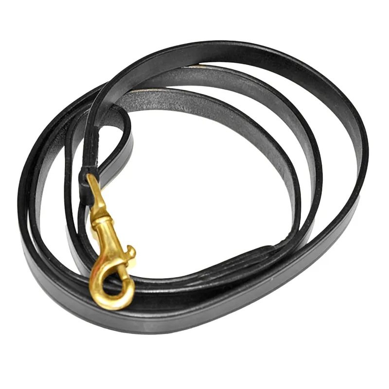 Dever Ascot Plain Leather Trigger Hook Lead Rein - Black-1