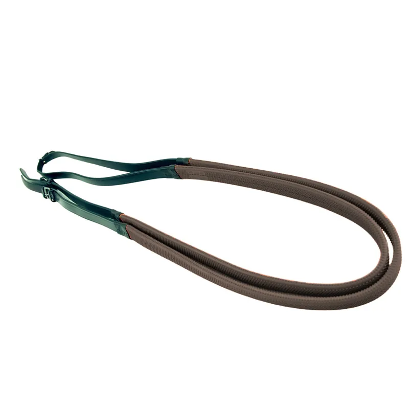Dever Ascot Flat Rubber Race Reins - Brown