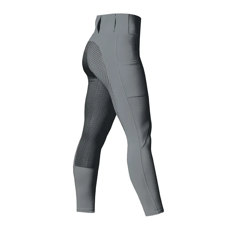 Equetech Winter Aqua-Shield Full Grip Riding Tights - Grey - XX-Large-1