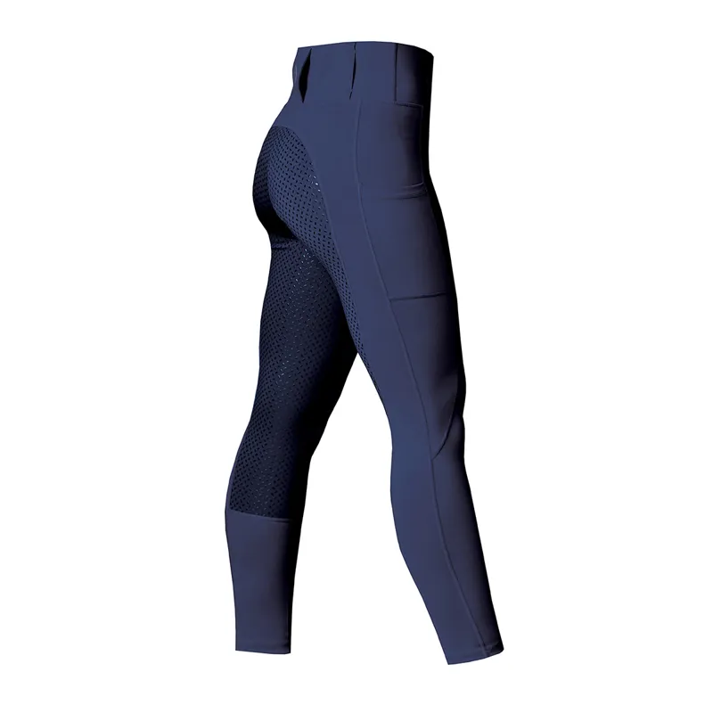 Equetech Winter Aqua-Shield Full Grip Riding Tights - Navy - 3X-Large-2