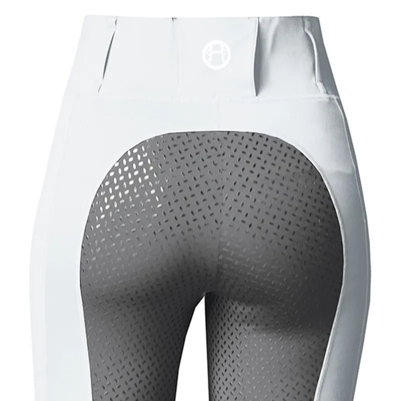 Equetech Winter Aqua-Shield Full Grip Ladies Riding Tights - White-1
