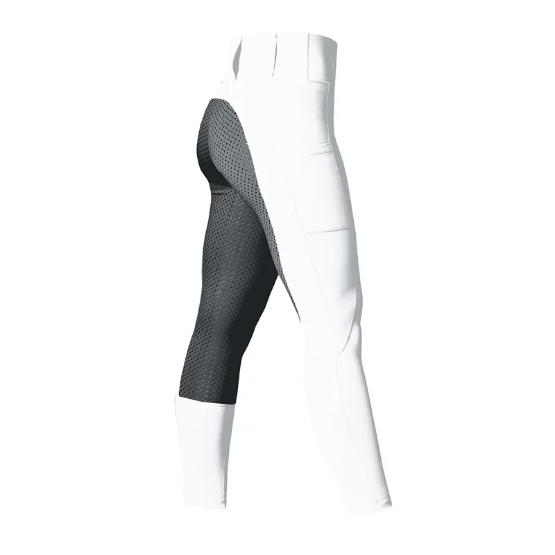Equetech Winter Aqua-Shield Full Grip Ladies Riding Tights - White-2