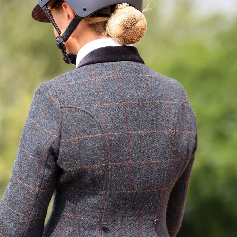 Aubrion Saratoga Womens Tweed Show Jacket - Juniper/Navy Check-3