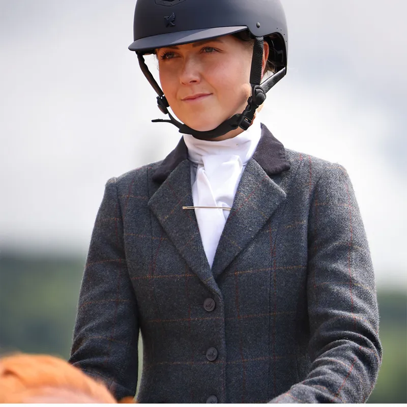 Aubrion Saratoga Womens Tweed Show Jacket - Juniper/Navy Check-8