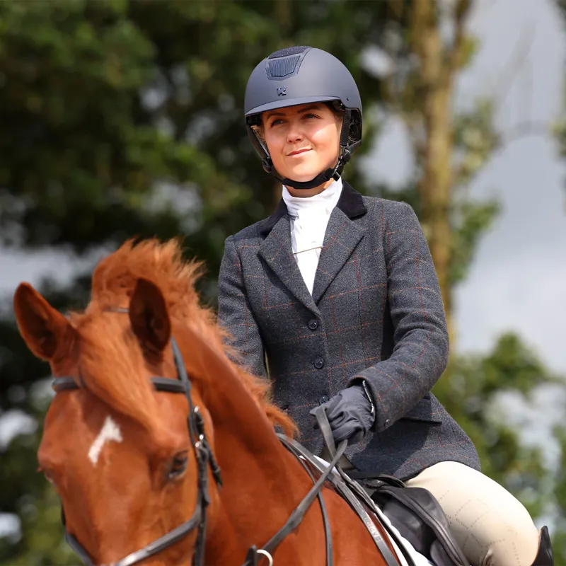 Aubrion Saratoga Womens Tweed Show Jacket - Juniper/Navy Check-7