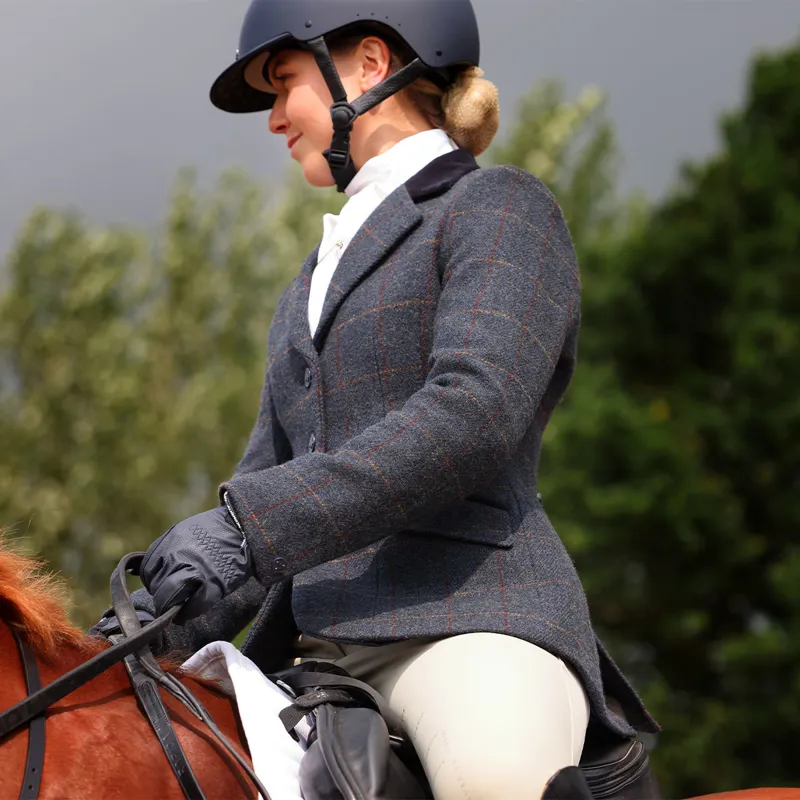 Aubrion Saratoga Womens Tweed Show Jacket - Juniper/Navy Check-6