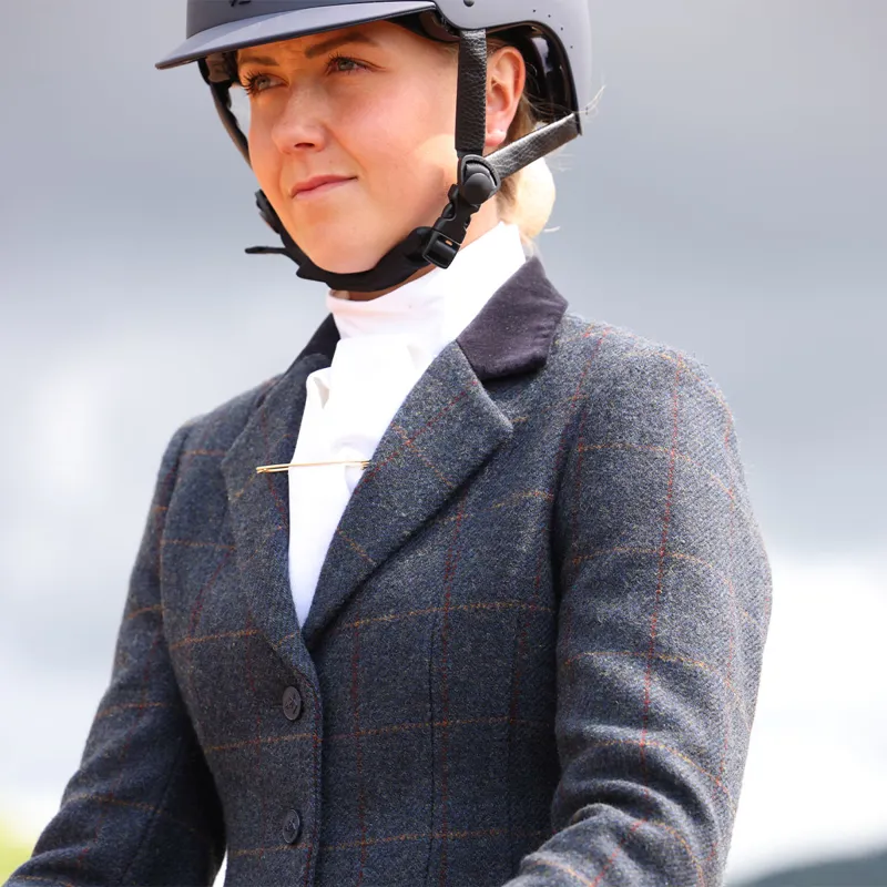 Aubrion Saratoga Womens Tweed Show Jacket - Juniper/Navy Check-4
