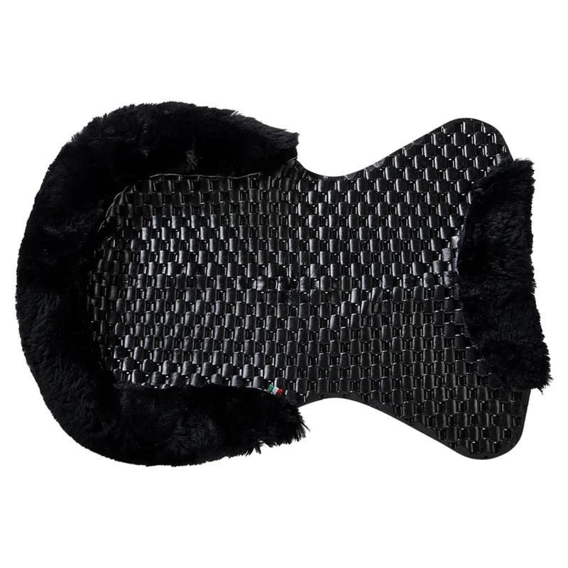 Acavallo NS-S Respira-S Cut-Out Flat Sheepskin Gel Pad - Black/Black-2