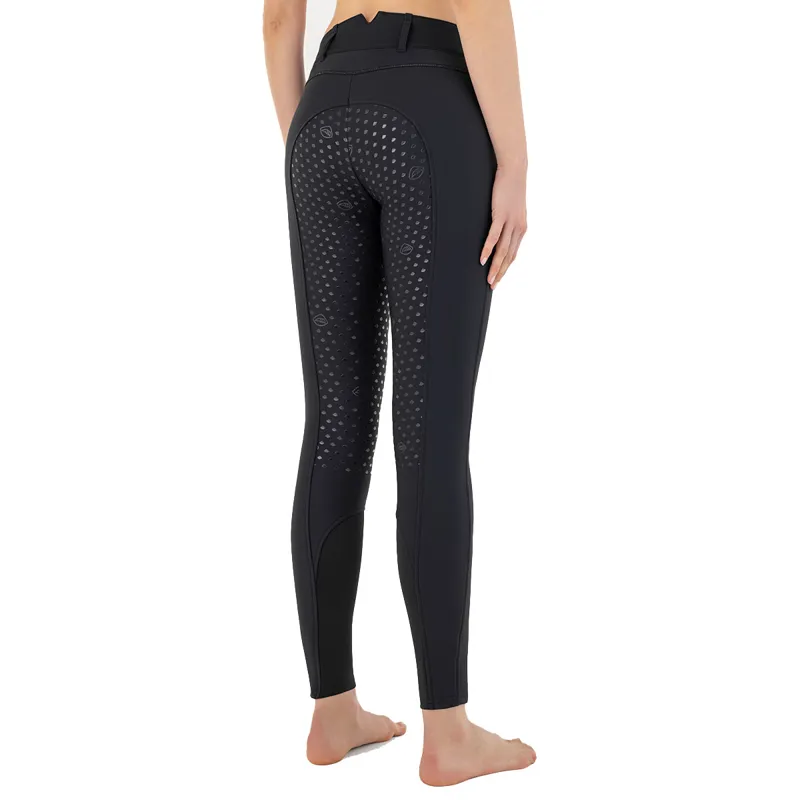 Equiline Adellek Full Grip Womens High Waist Winter Breeches - Black-3