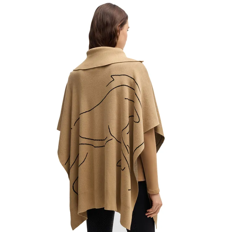 BOSS Equestrian Alisha Womens Knitwear Cape - Camel-4