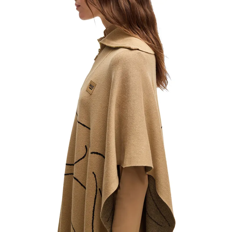 BOSS Equestrian Alisha Womens Knitwear Cape - Camel-3