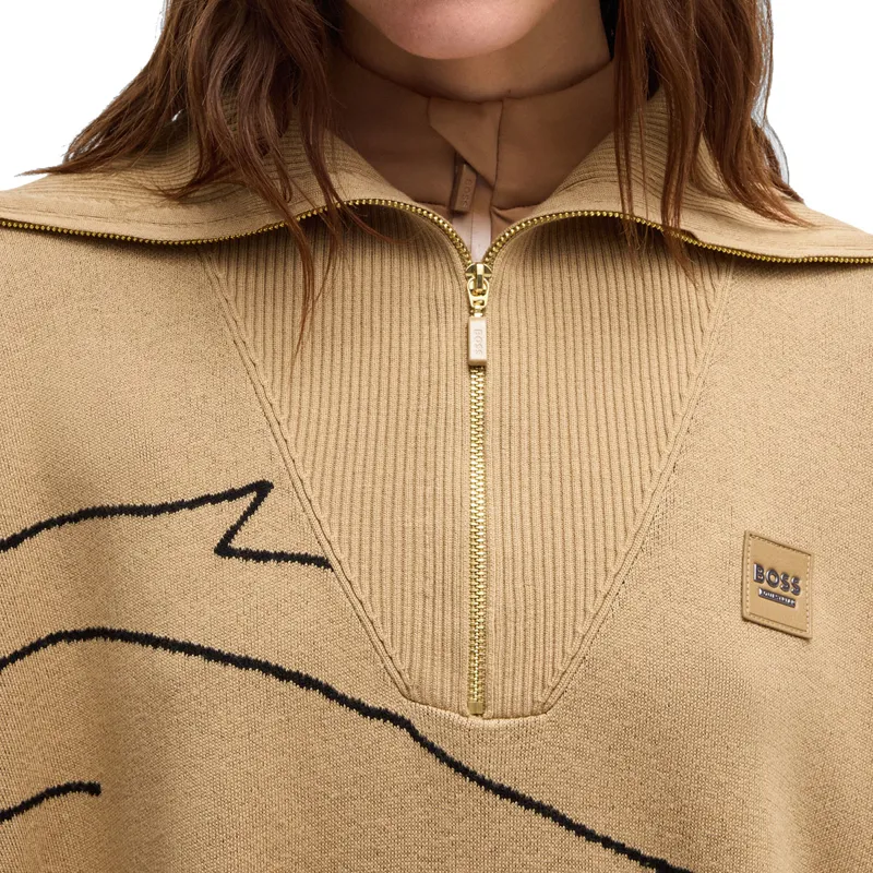 BOSS Equestrian Alisha Womens Knitwear Cape - Camel-2