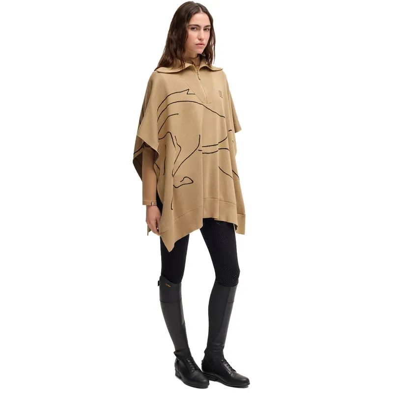 BOSS Equestrian Alisha Womens Knitwear Cape - Camel-1