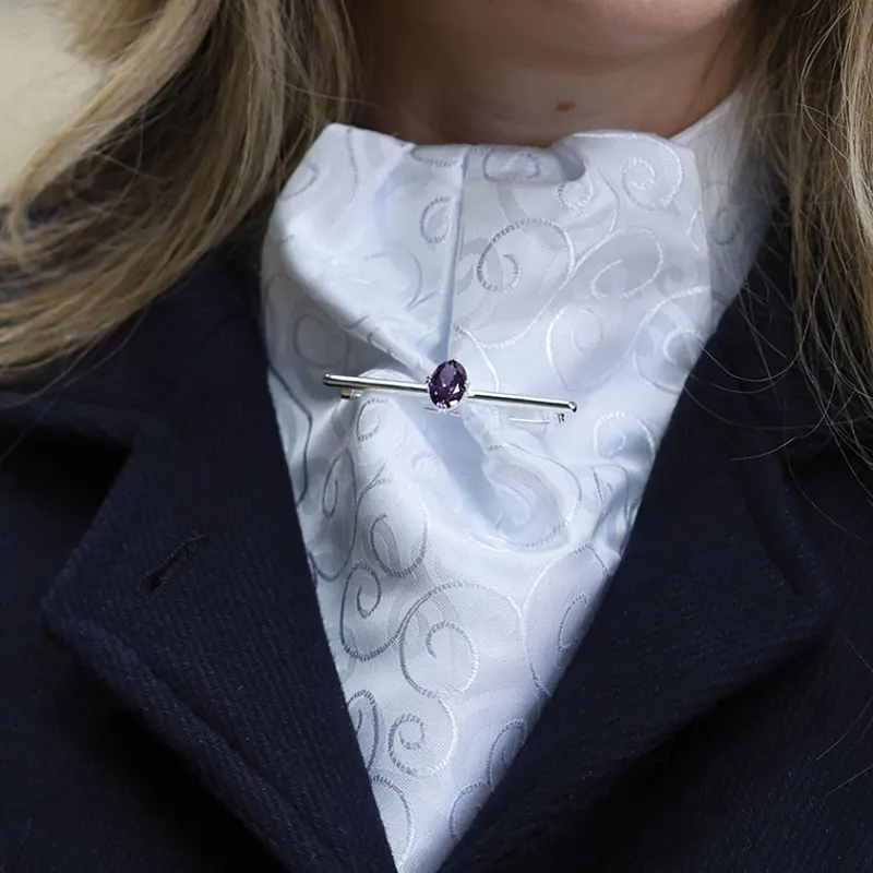 Equetech Deluxe Amethyst Stock Pin - Silver-1