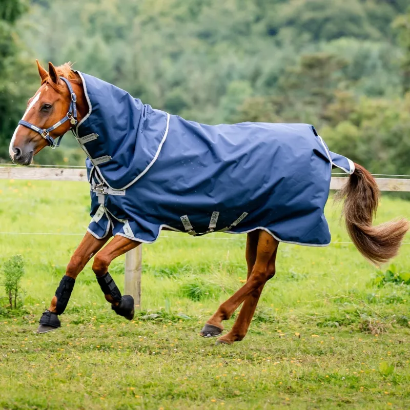 Amigo 1200D Plus 100g Detachable Neck Turnout Rug - Navy/Titanium Grey