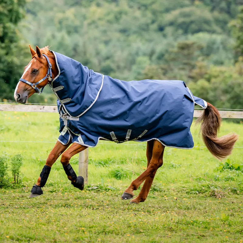 Amigo Bravo 1200D Plus 250g V-Front Turnout Rug - Navy/Titanium/Silver