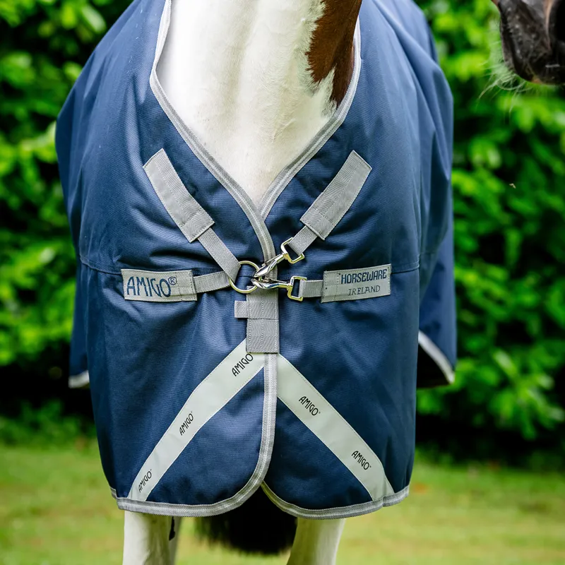 Amigo Bravo 1200D XL Standard Neck 250g Turnout Rug - Navy/Titanium-1