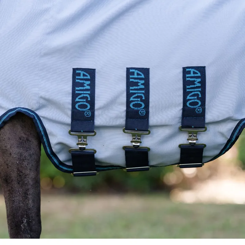 Amigo Petite Ripstop Hoody Combo Neck Fly Rug - Azure Blue/Navy-3