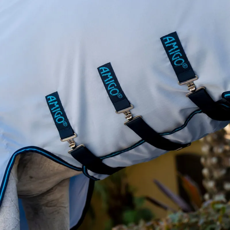 Amigo Ripstop Hoody Combo Neck Fly Rug - Azure Blue/Navy/Electric Blue-1