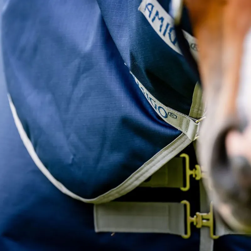 Amigo Ripstop 900D Plus 0g Turnout Rug - Navy/Titanium Grey-11