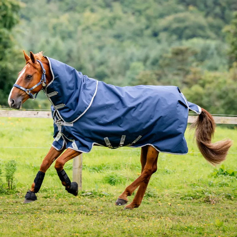 Amigo Bravo 1200D Plus Lite 0g V-Front Turnout Rug - Navy/Titanium-1