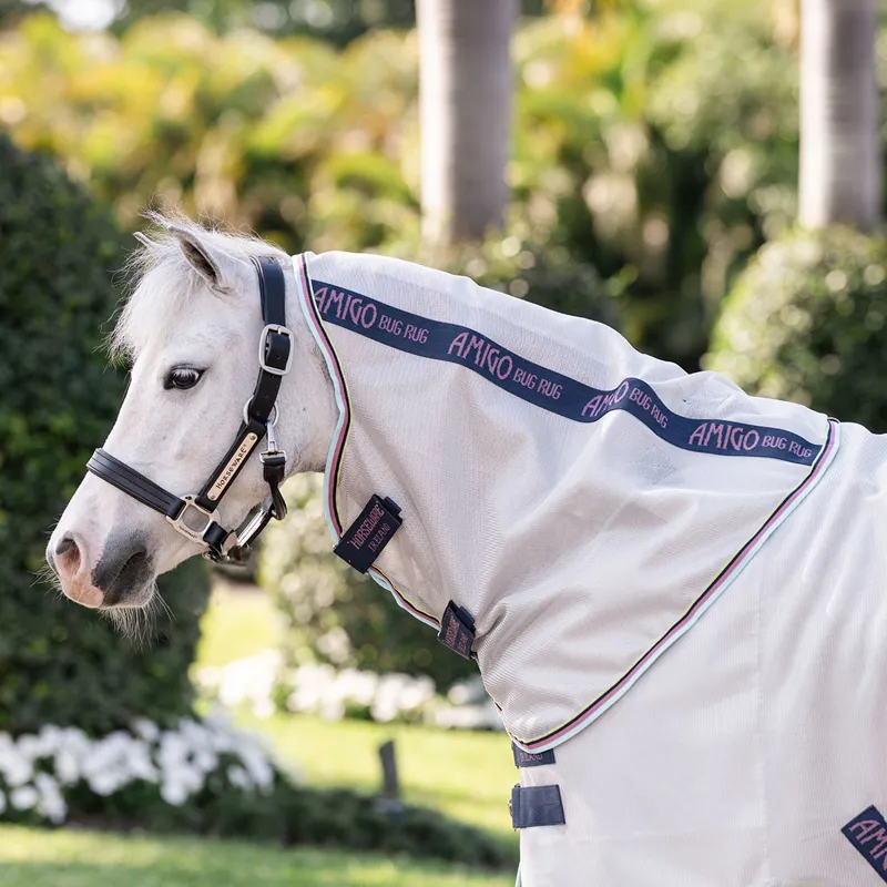 Amigo Pony Bug Rug Plus Detach-A-Neck Fly Rug - Silver/Lime/Navy/Pink-9