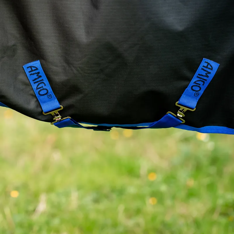 Amigo Ripstop 900D Plus 200g Detachable Neck Turnout Rug - Black/Blue-4