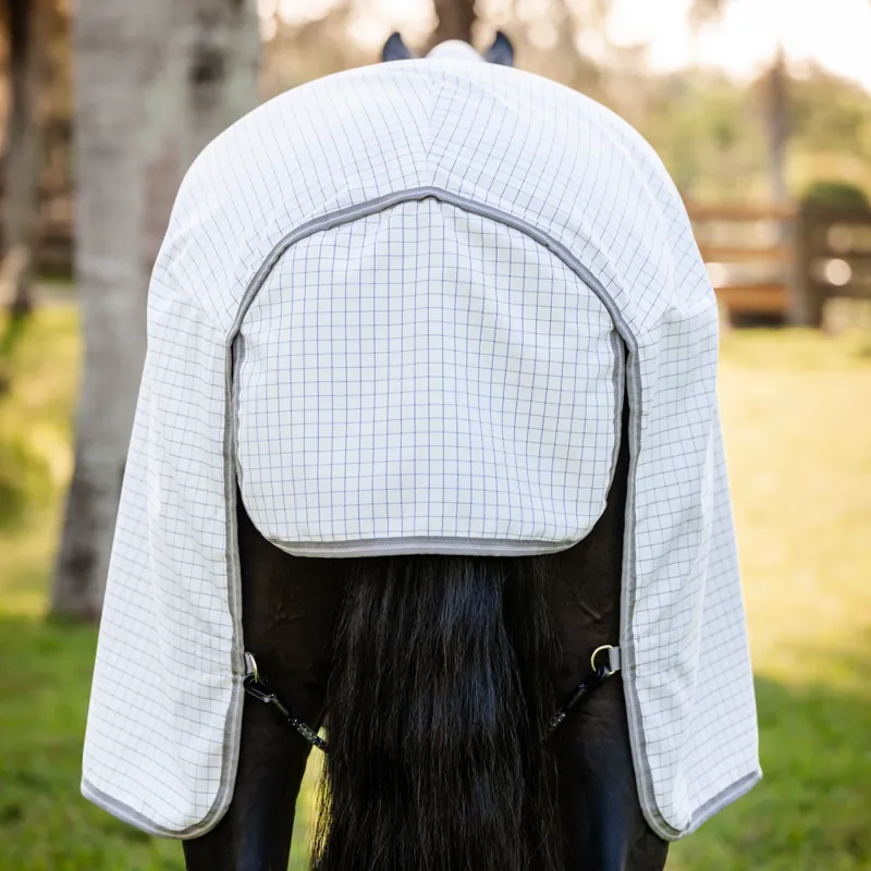 Amigo Summer Sheet Plus Fly Turnout Rug - Navy Check/Titanium/Silver-3