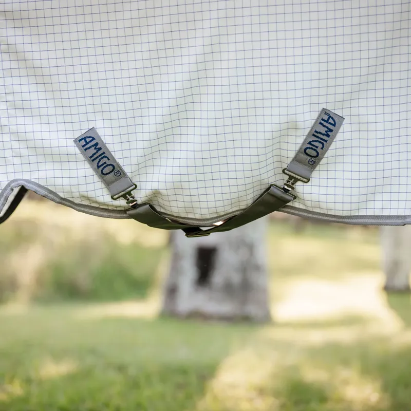 Amigo Summer Sheet Plus Fly Turnout Rug - Navy Check/Titanium/Silver-4