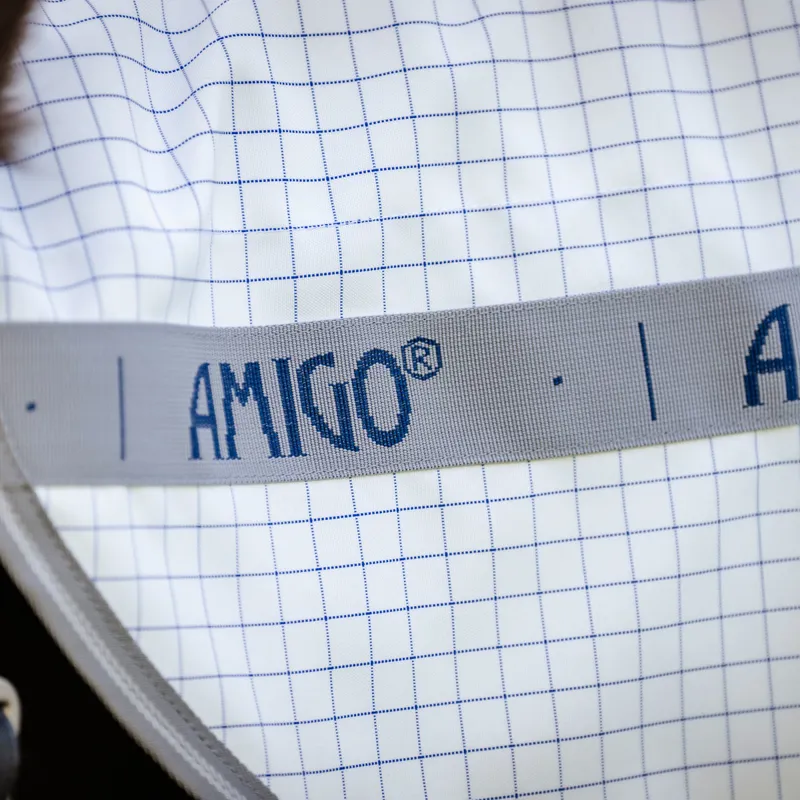 Amigo Summer Sheet Plus Fly Turnout Rug - Navy Check/Titanium/Silver-7
