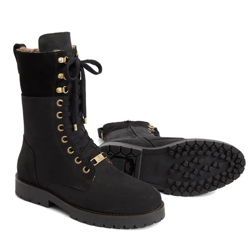 Fairfax and Favor Anglesey Ladies Combat Boots - Black Nubuck-1