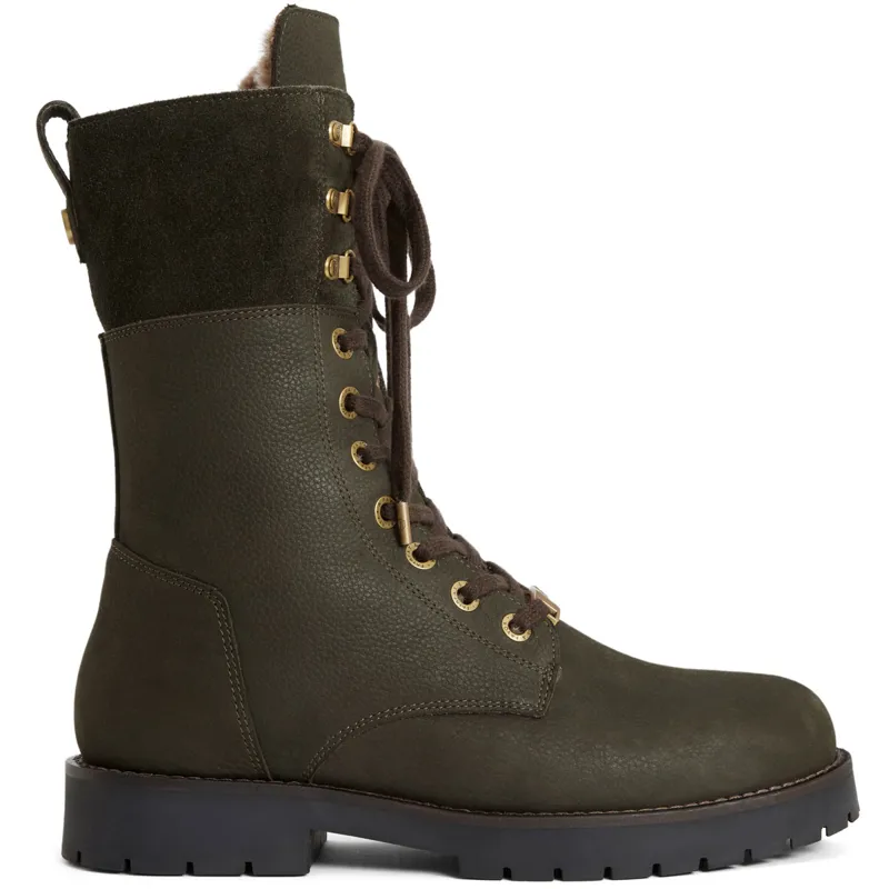Fairfax and Favor Anglesey Ladies Combat Boots - Moss Green Nubuck-3