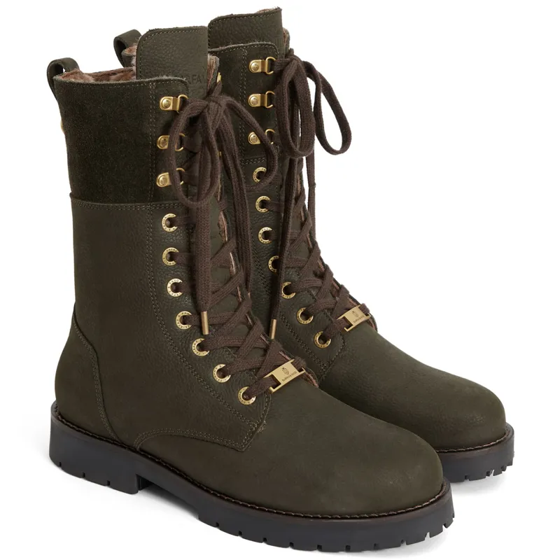Fairfax and Favor Anglesey Ladies Combat Boots - Moss Green Nubuck