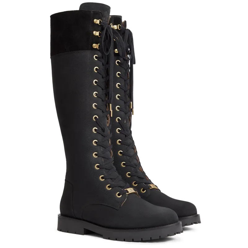 Fairfax and Favor Anglesey Ladies Knee High Combat Boots Black