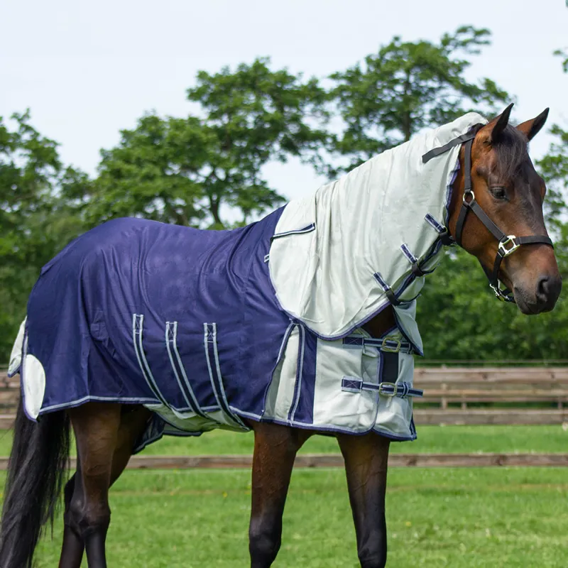 QHP Anti-Fly Rug with Detachable Neck and Mask - Blue-1