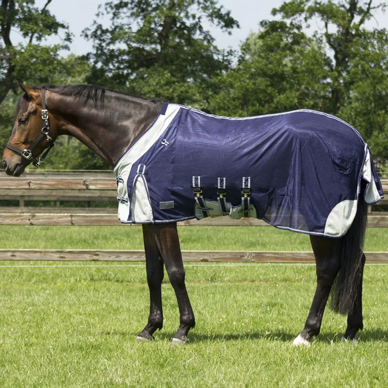 QHP Anti-Fly Rug with Detachable Neck and Mask - Blue-2