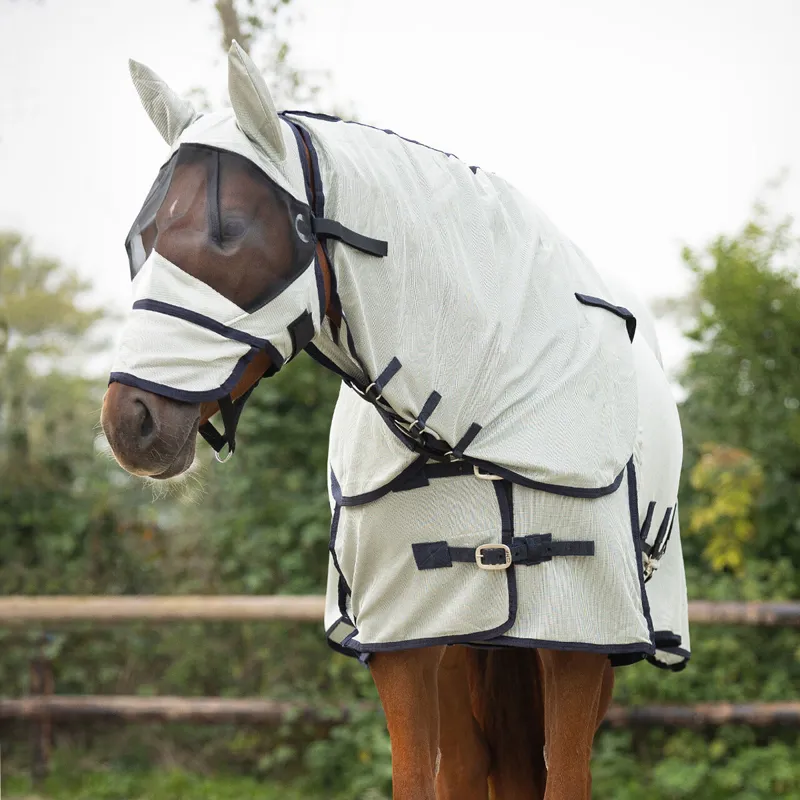 QHP Anti-Fly Rug with Detachable Neck and Mask - Grey-1