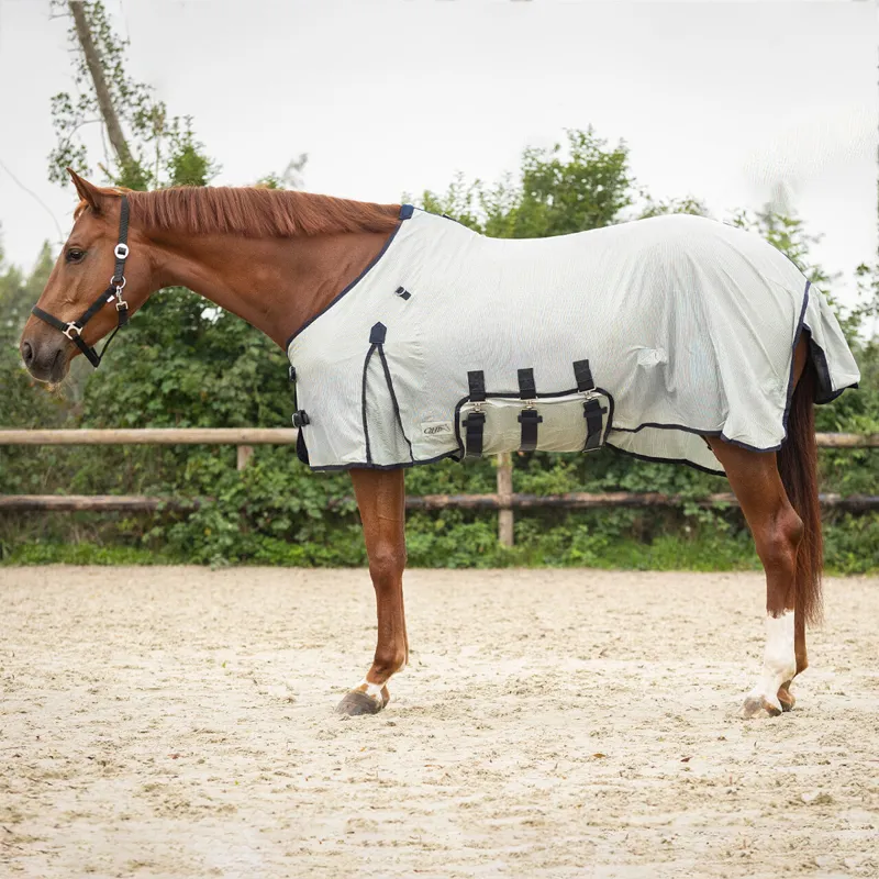 QHP Anti-Fly Rug with Detachable Neck and Mask - Grey-2