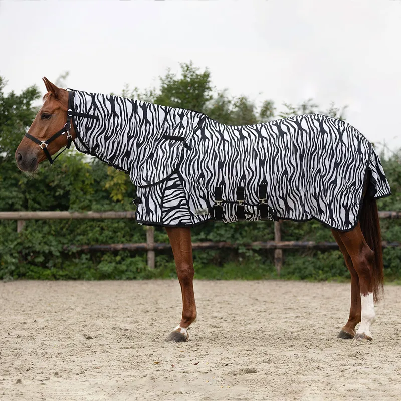 QHP Anti-Fly Rug with Detachable Neck and Mask - Zebra-2