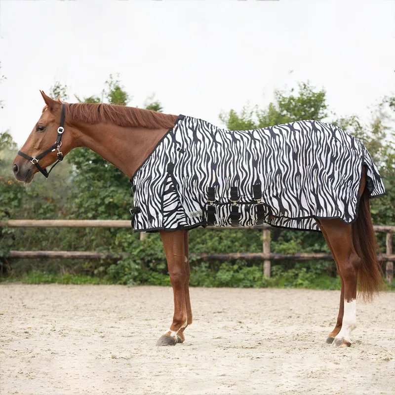 QHP Anti-Fly Rug with Detachable Neck and Mask - Zebra-3