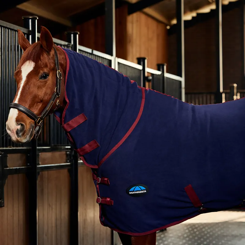 WeatherBeeta AntiStatic Fleece Combo Neck Cooler Rug - Navy/Burgundy-3