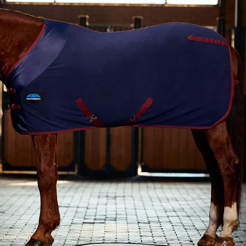 WeatherBeeta AntiStatic Fleece Standard Neck Cooler Rug - Navy/Burgundy-3