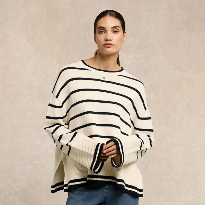 Holland Cooper Antonia Knit Ladies Jumper - Natural Stripe