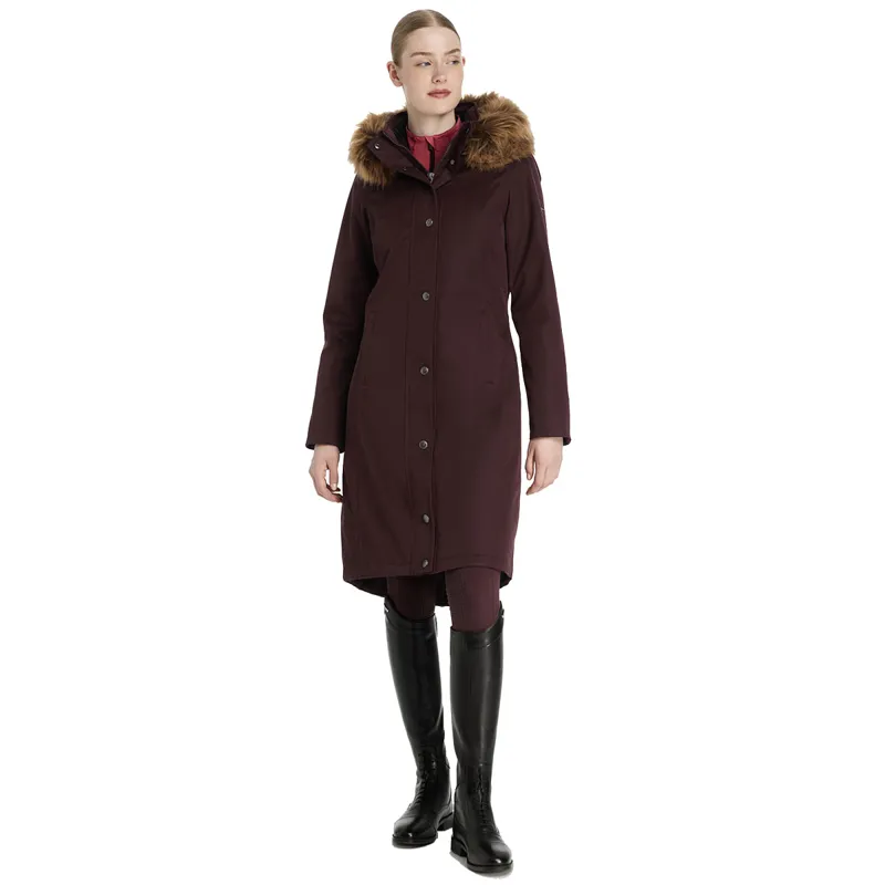 LeMieux Anya Ladies Long Waterproof Riding Coat - Damson-1