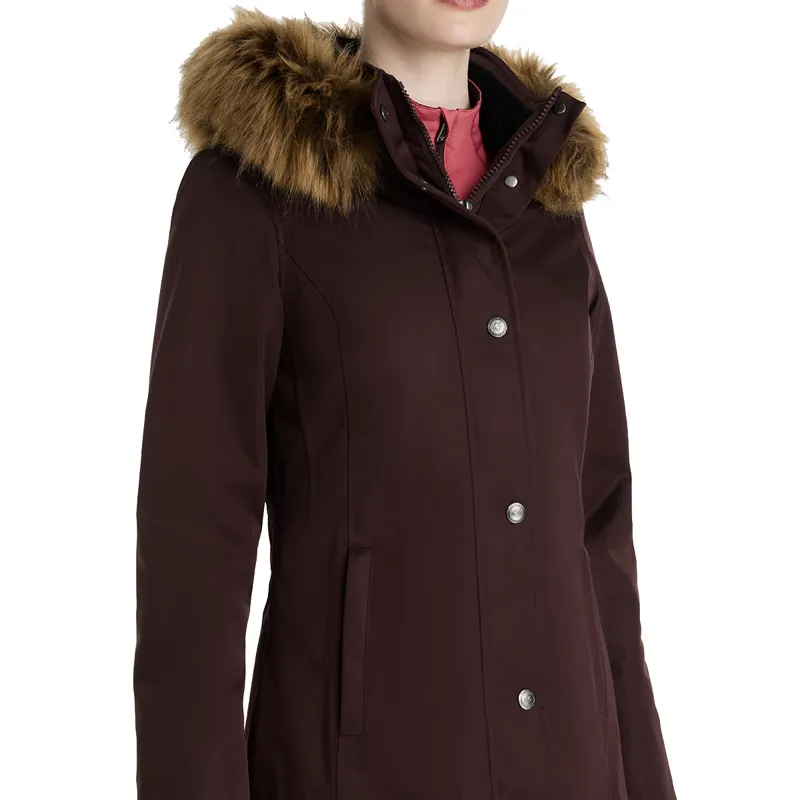 LeMieux Anya Ladies Long Waterproof Riding Coat - Damson-5