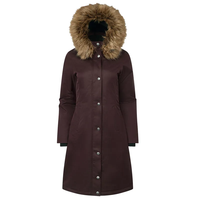 LeMieux Anya Ladies Long Waterproof Riding Coat - Damson-3