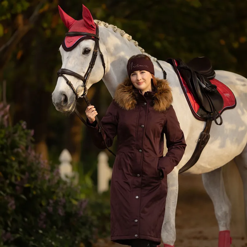 LeMieux Anya Ladies Long Waterproof Riding Coat - Damson-2